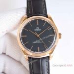 Swiss Copy Omega De Ville 2834 Rose Gold Leather Strap Watches 40mm